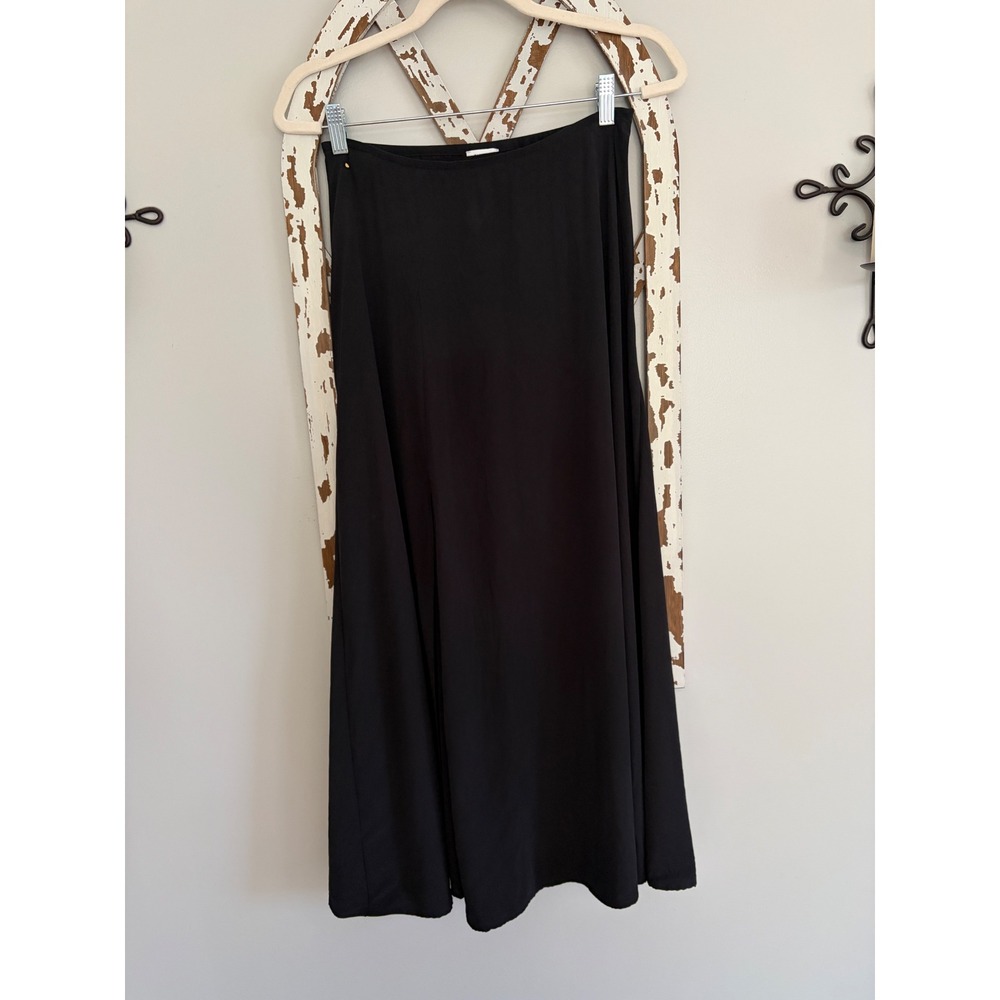 CUYANA Women 100% Silk Washable Maxi Skirt Black Minimalist Size Medium